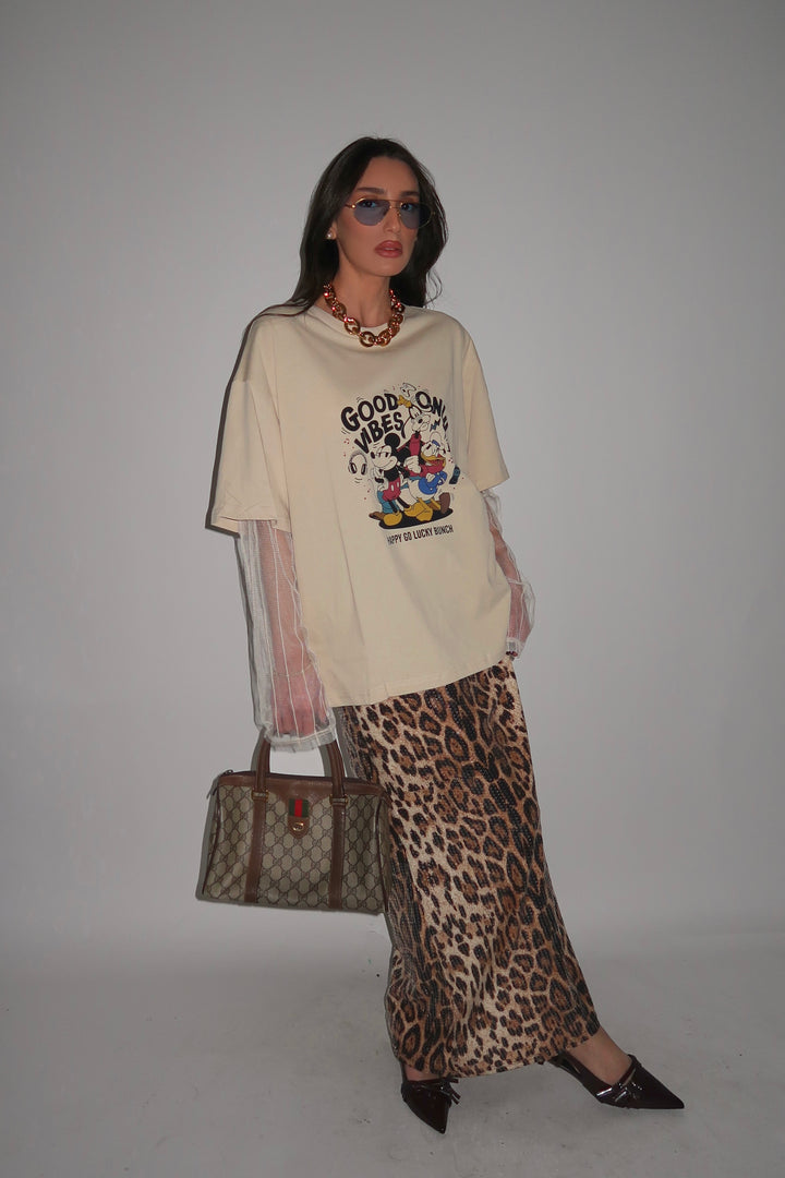 חצאית פאייטים מנדי - מנומר