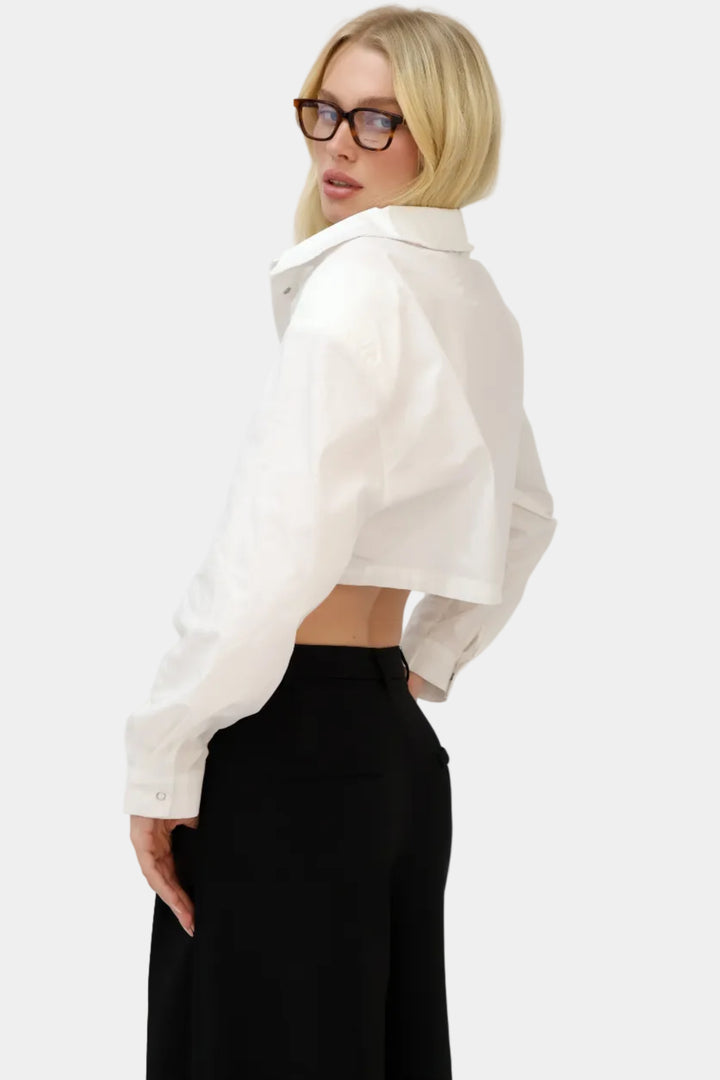 חולצה מכופתרת קרופ דני - לבן