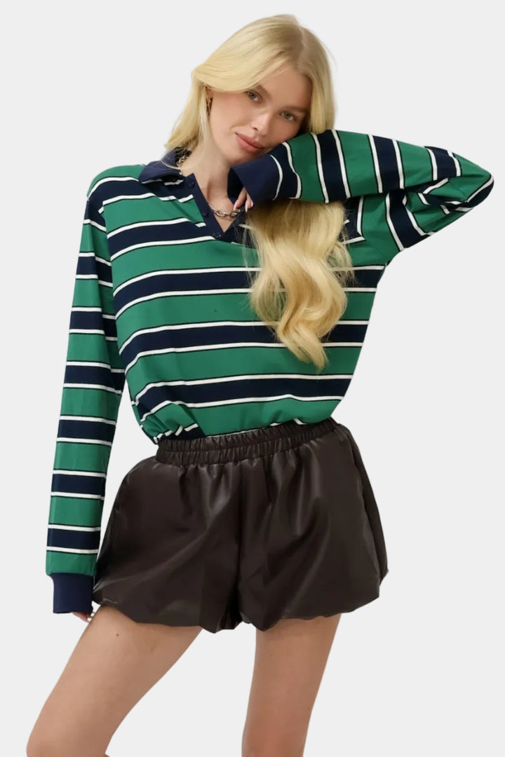 חולצת פסים אמה - ירוק כחול