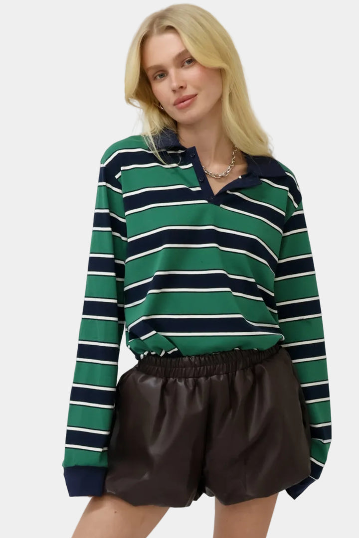 חולצת פסים אמה - ירוק כחול