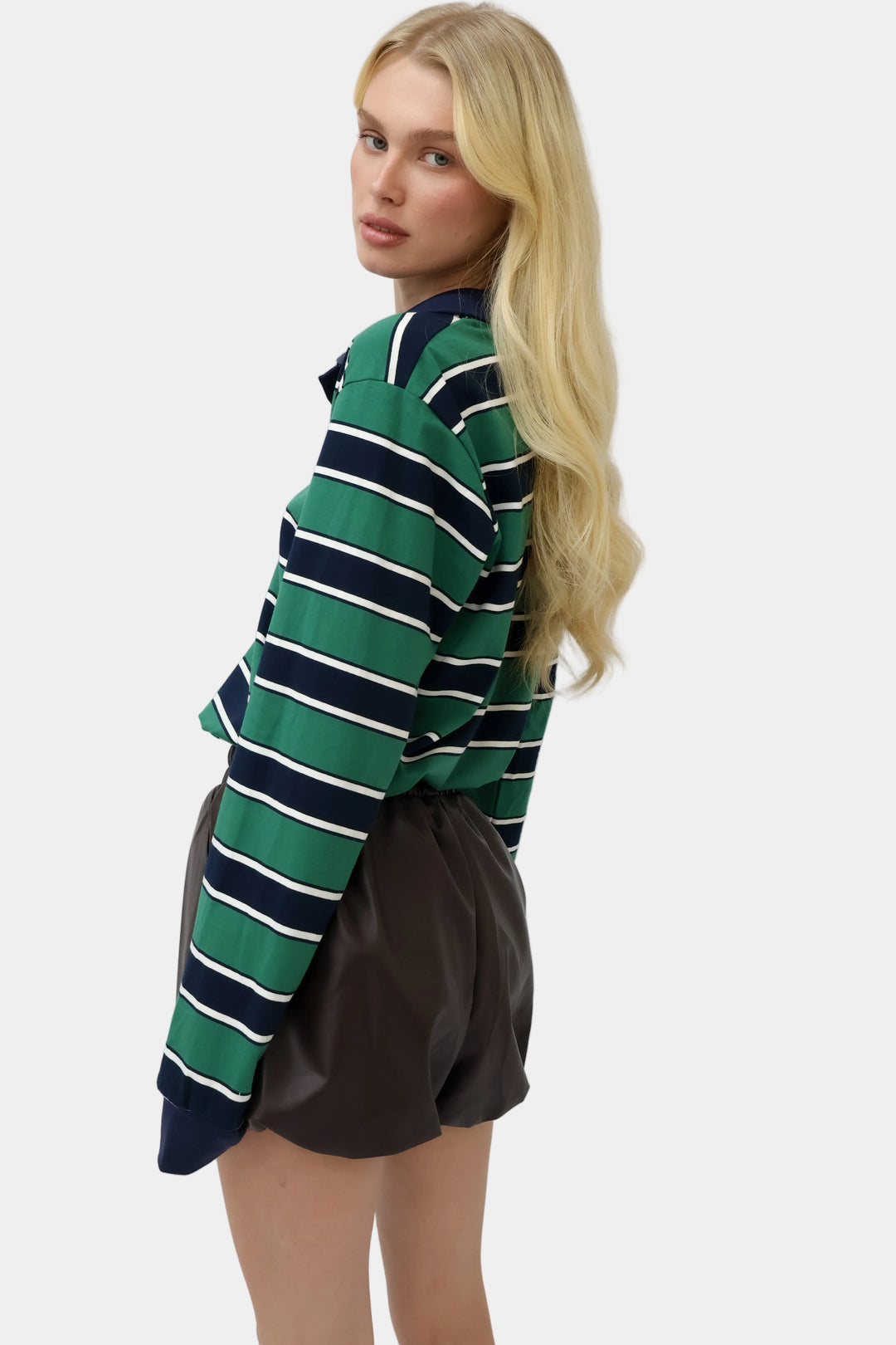 חולצת פסים אמה - ירוק כחול