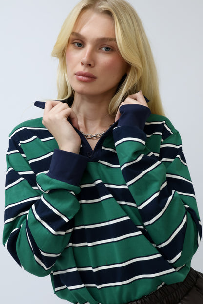 חולצת פסים אמה - כחול חום