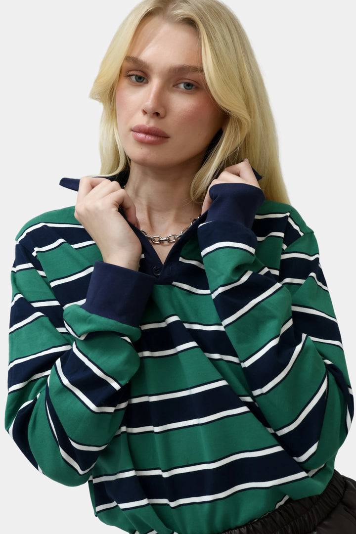 חולצת פסים אמה - ירוק כחול