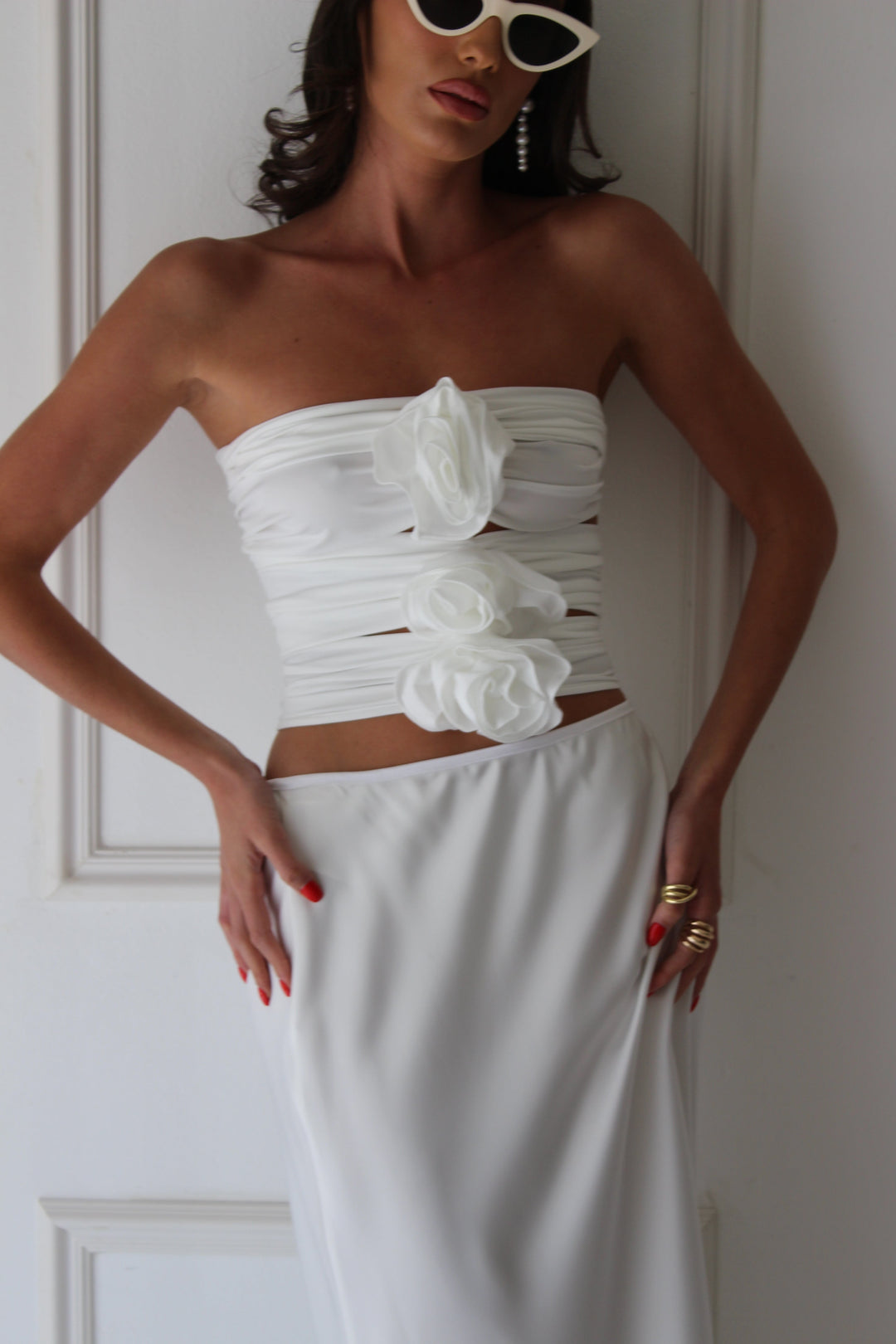 ⁨חולצת טופ פלורינה - לבן