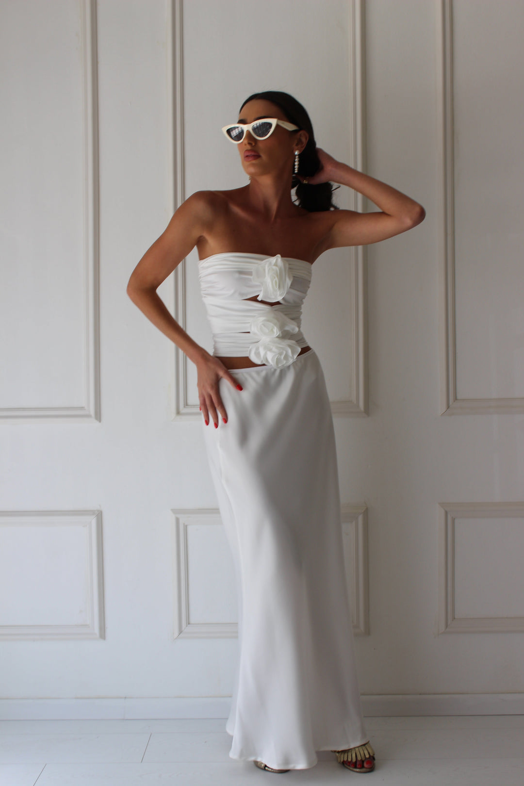 ⁨חולצת טופ פלורינה - שחור