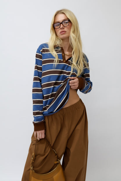 חולצת פסים אמה - כחול חום