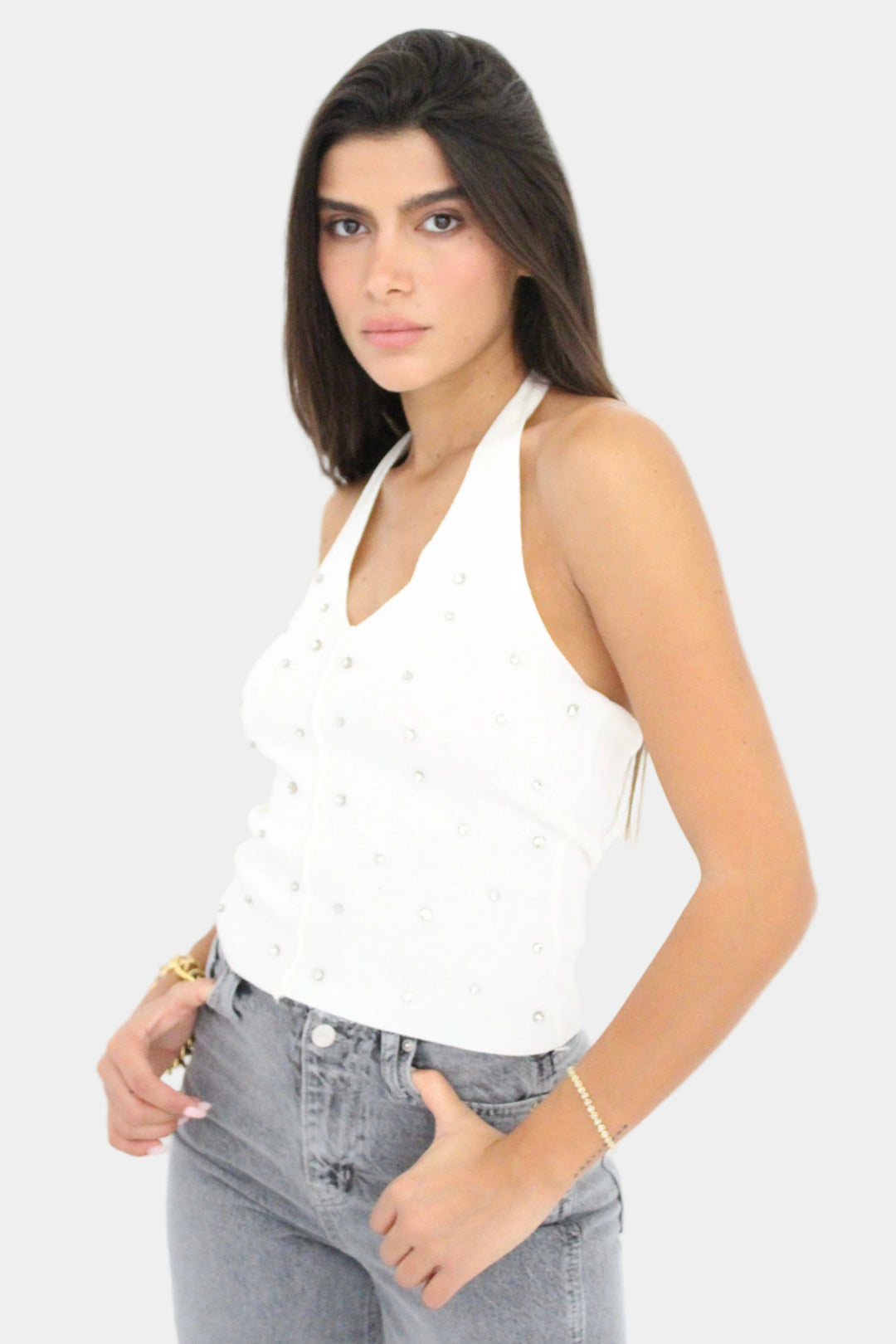 טופ סריג דיימונד - לבן