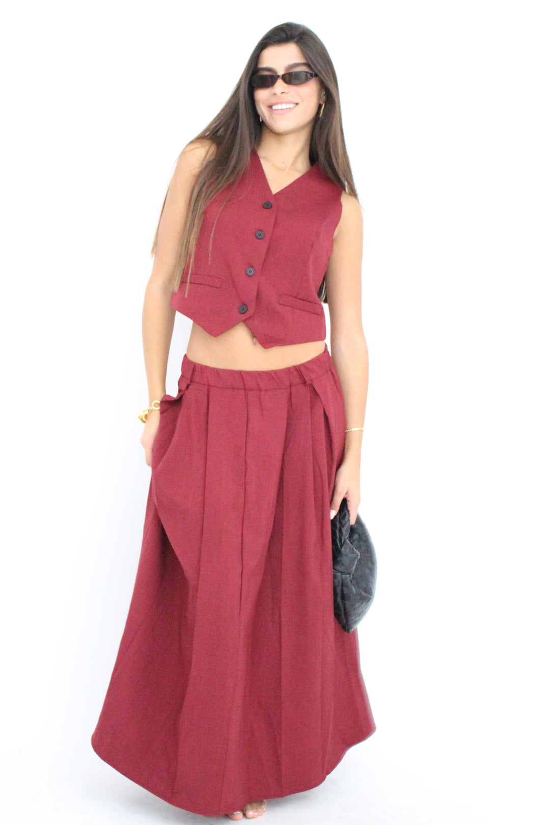 חליפת חצאית מדיבה - בז