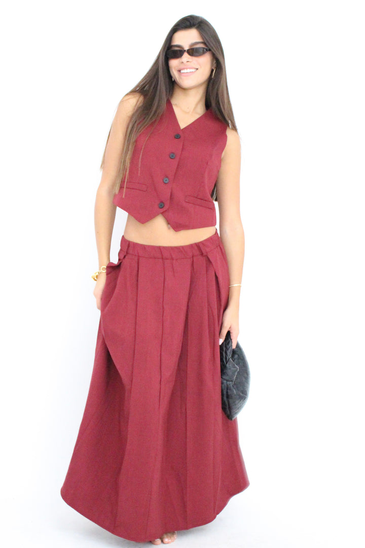 חליפת חצאית מדיבה - בז