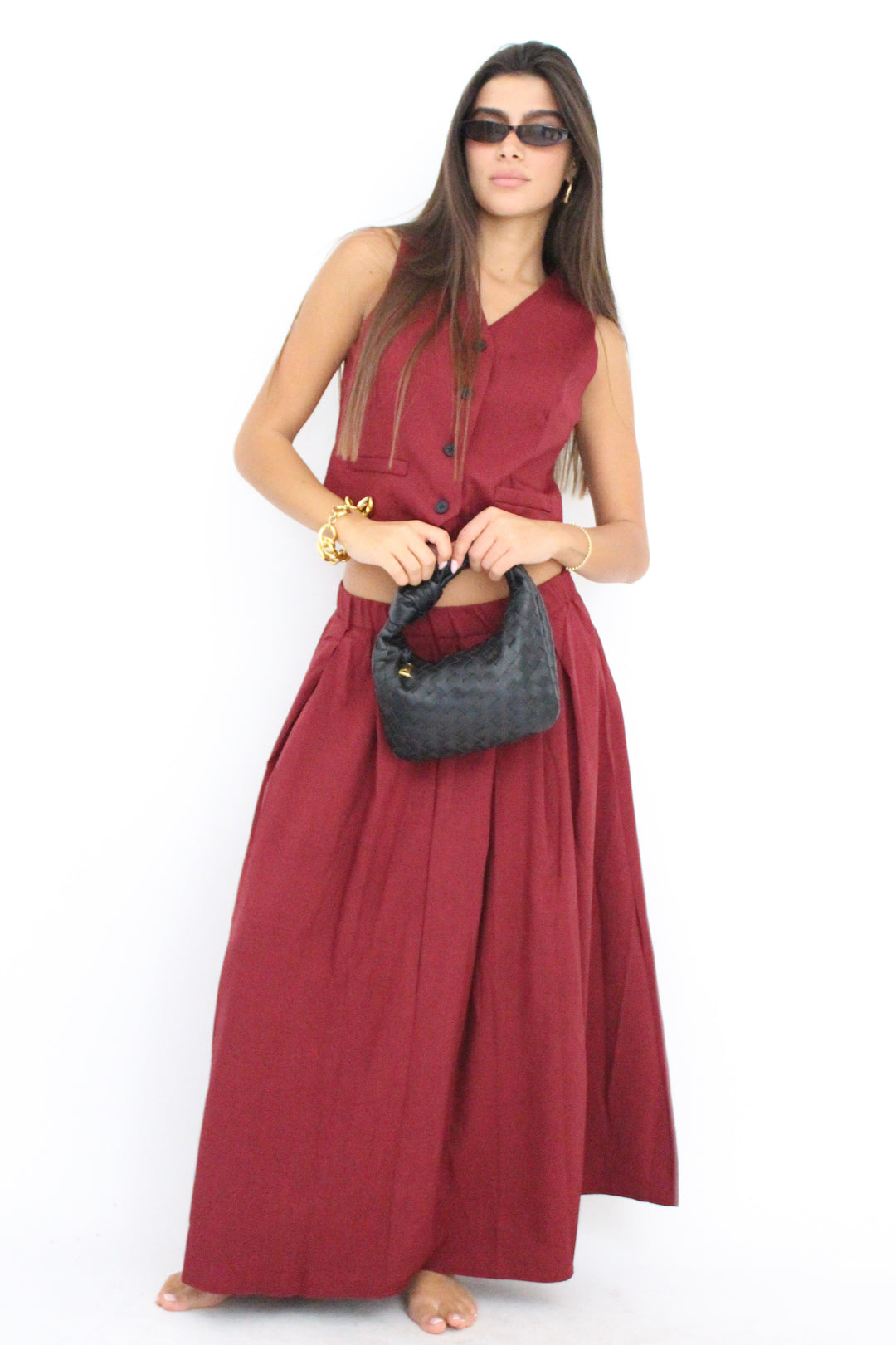 חליפת חצאית מדיבה - בז