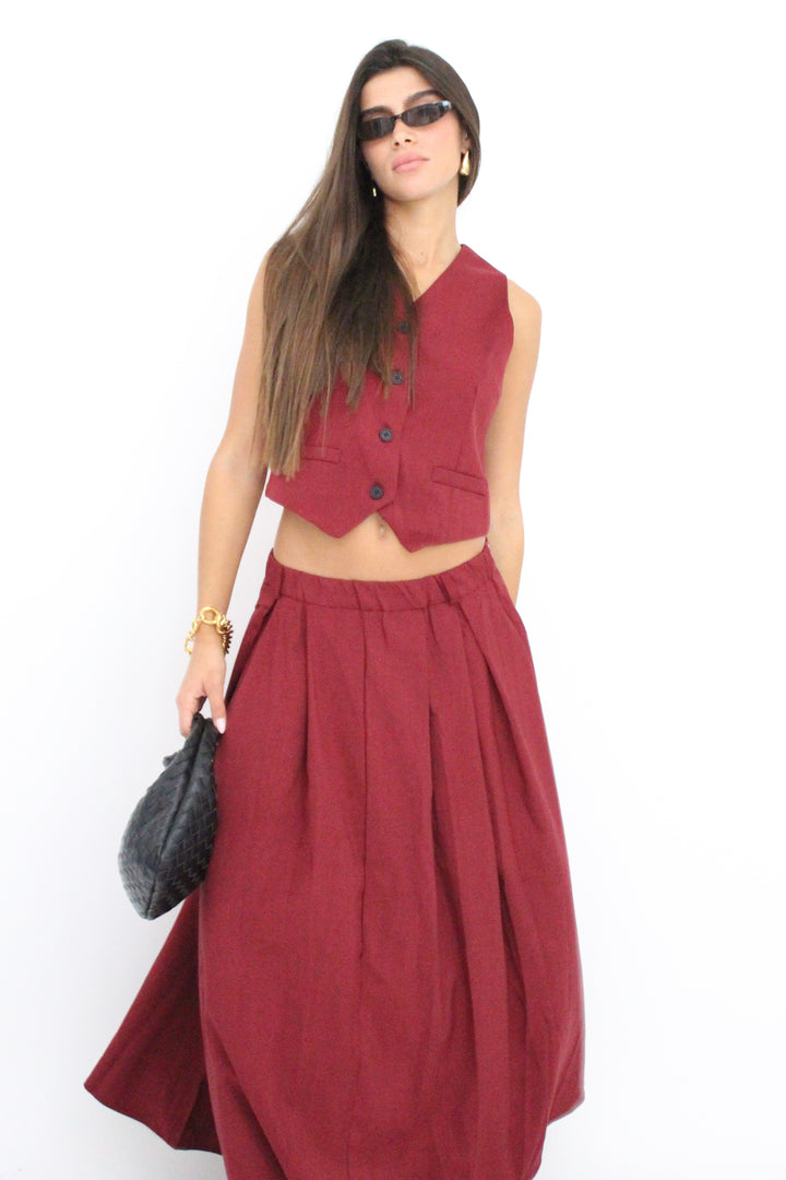 חליפת חצאית מדיבה - בז