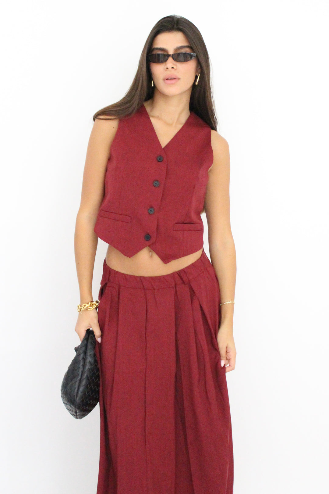 חליפת חצאית מדיבה - בז