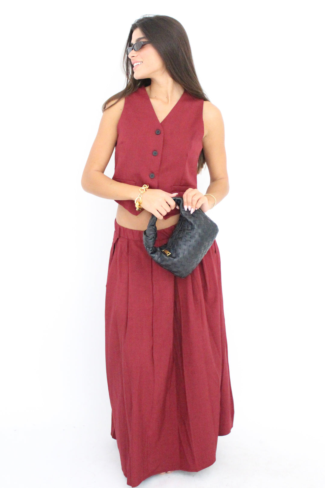 חליפת חצאית מדיבה - בז