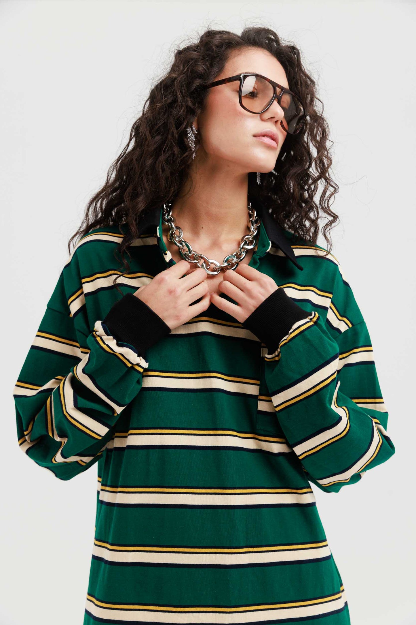 חולצת פסים לילי- ירוק