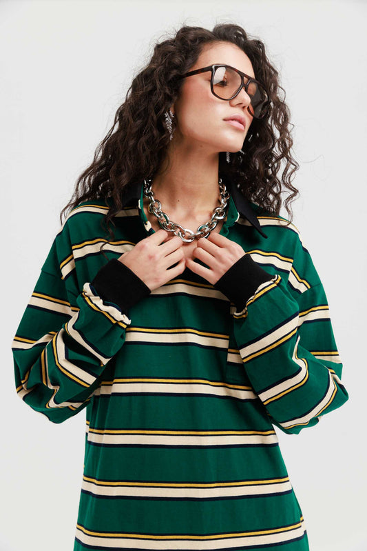 חולצת פסים לילי- ירוק