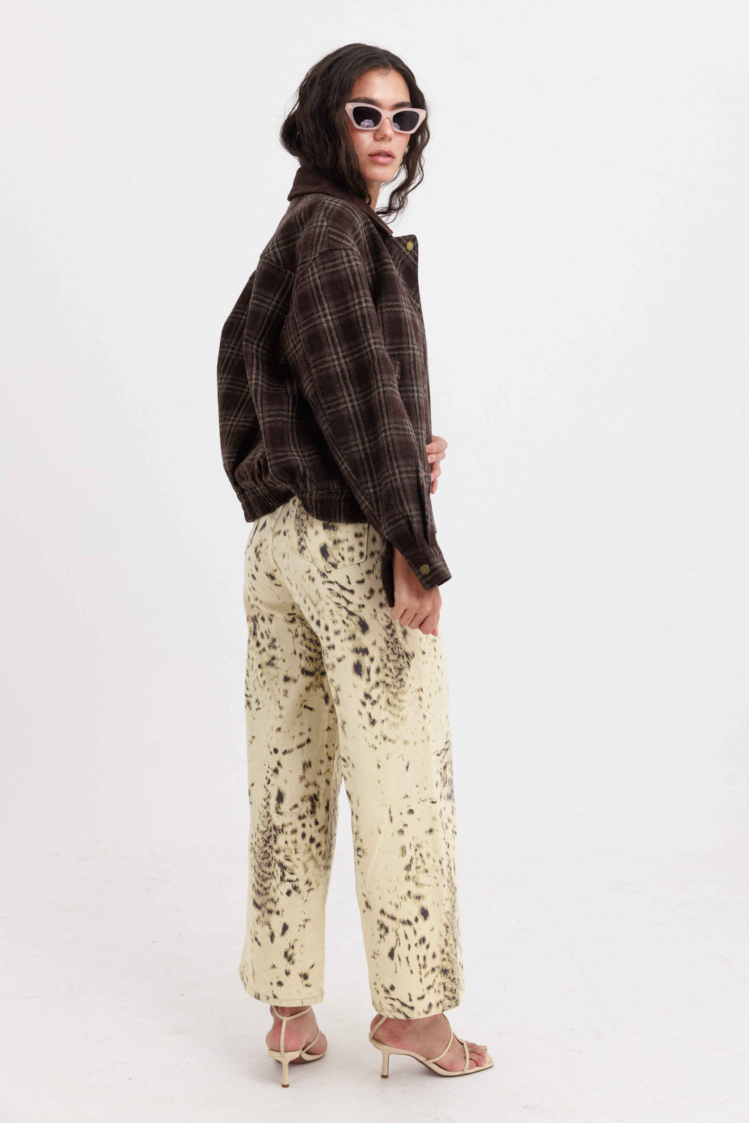 גקט משובץ נולי - חום