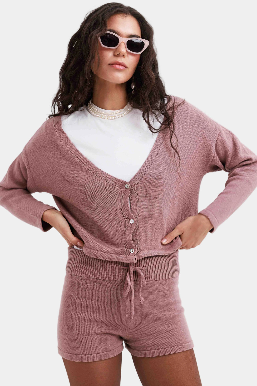 חליפת סריג אליס - ורוד