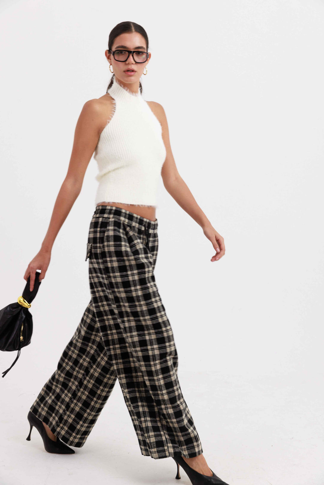 מכנסי סטיב משובצים - כחול