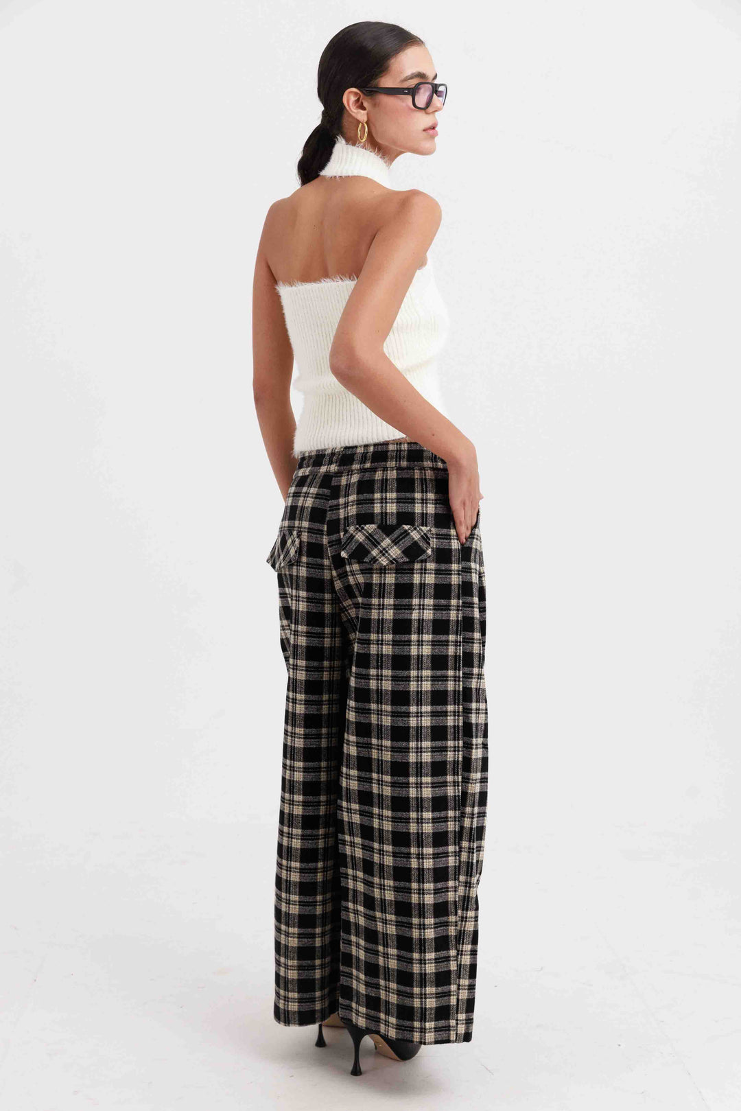 מכנסי סטיב משובצים - כחול