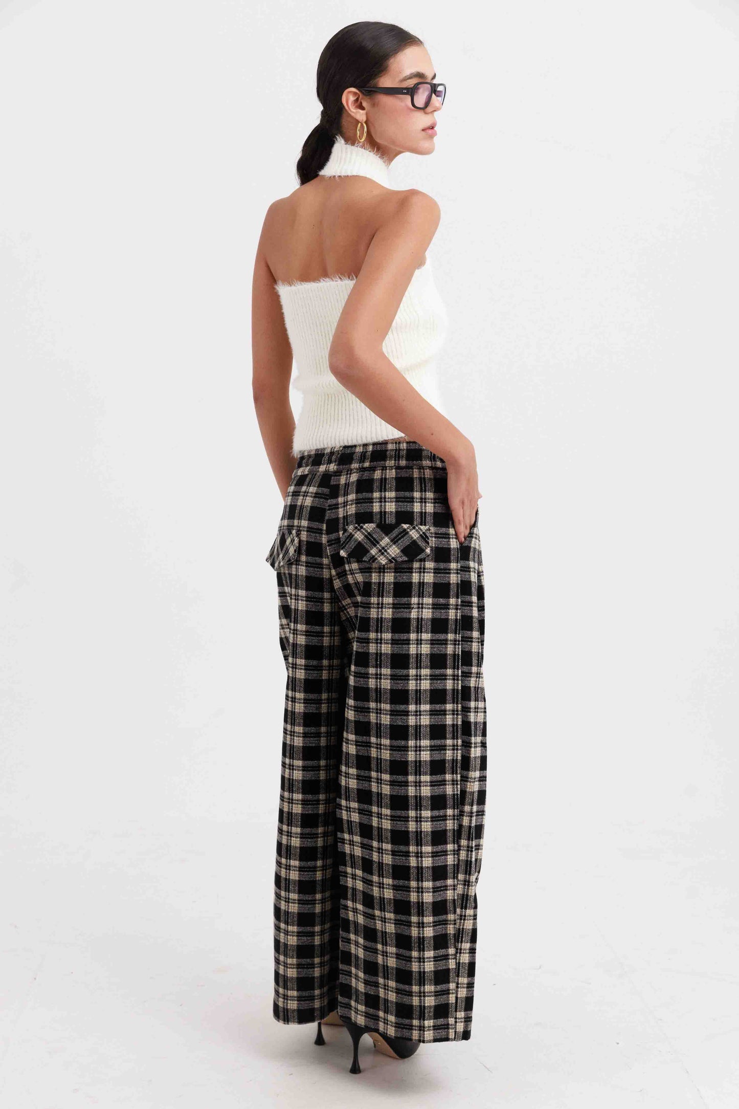 מכנסי סטיב משובצים - שחור