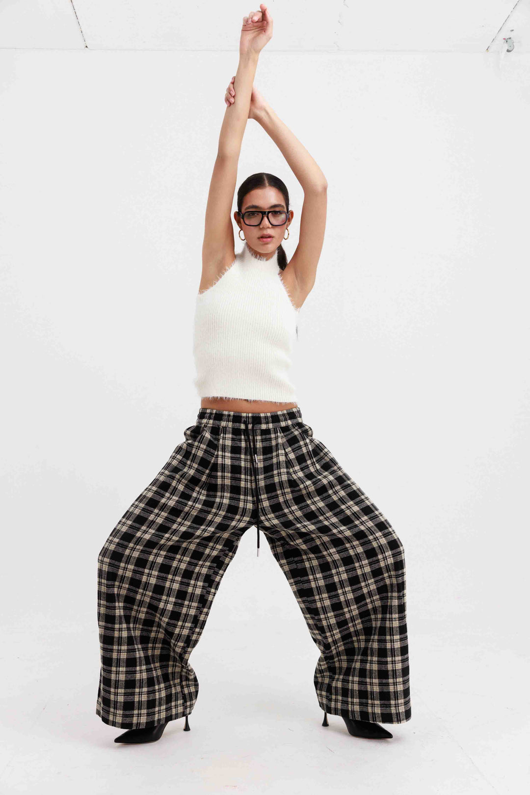 מכנסי סטיב משובצים - כחול