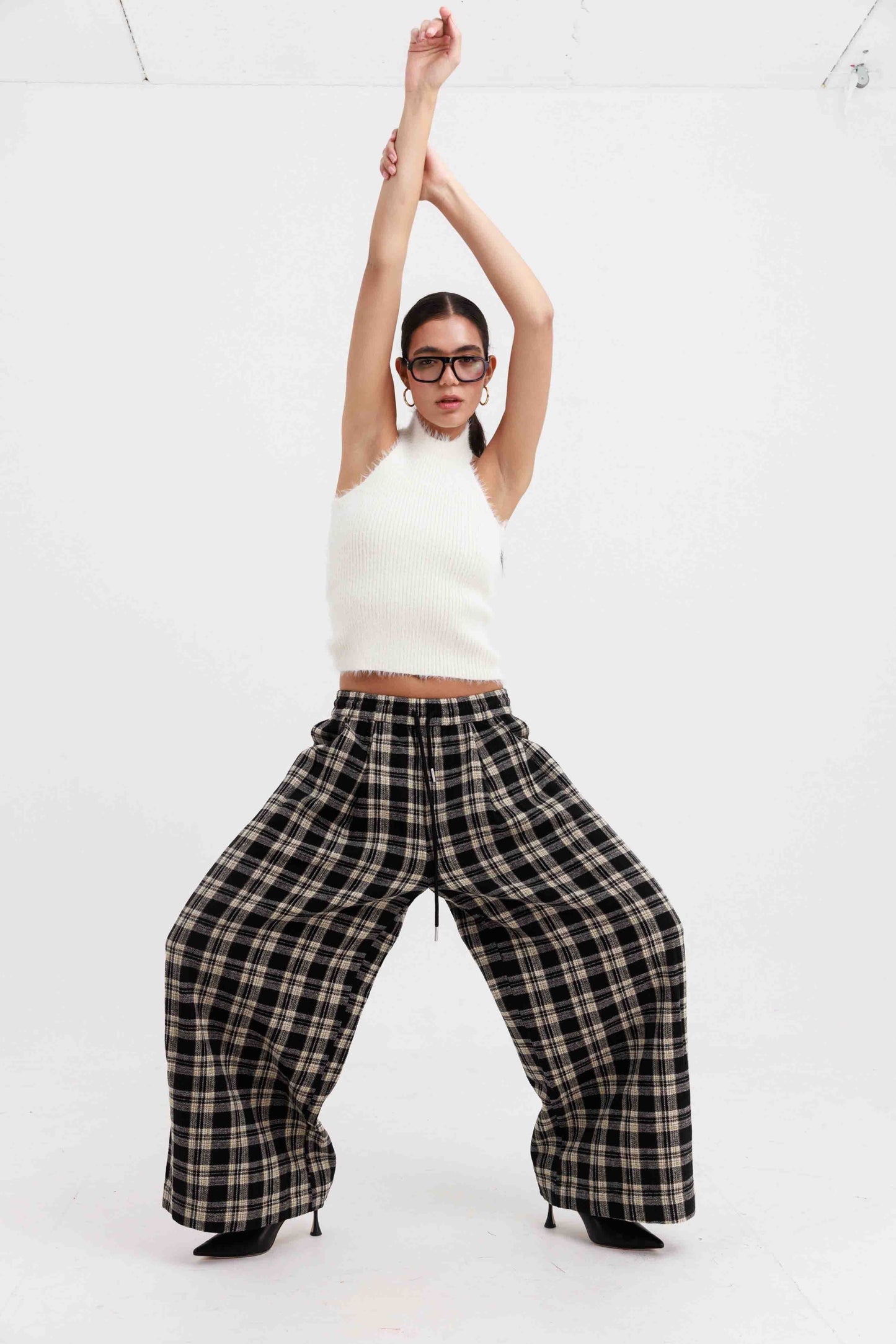 מכנסי סטיב משובצים - שחור