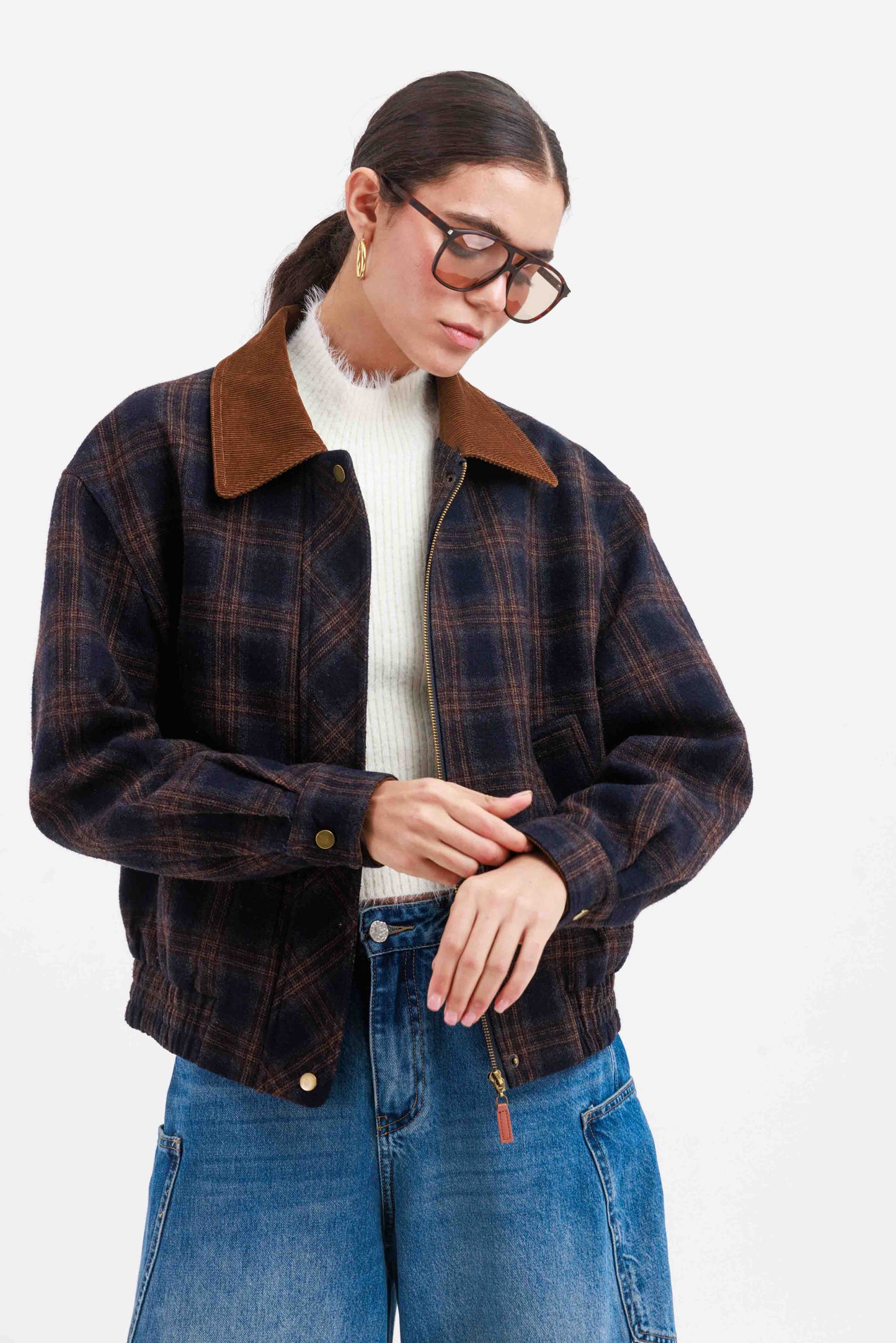 גקט משובץ נולי- כחול