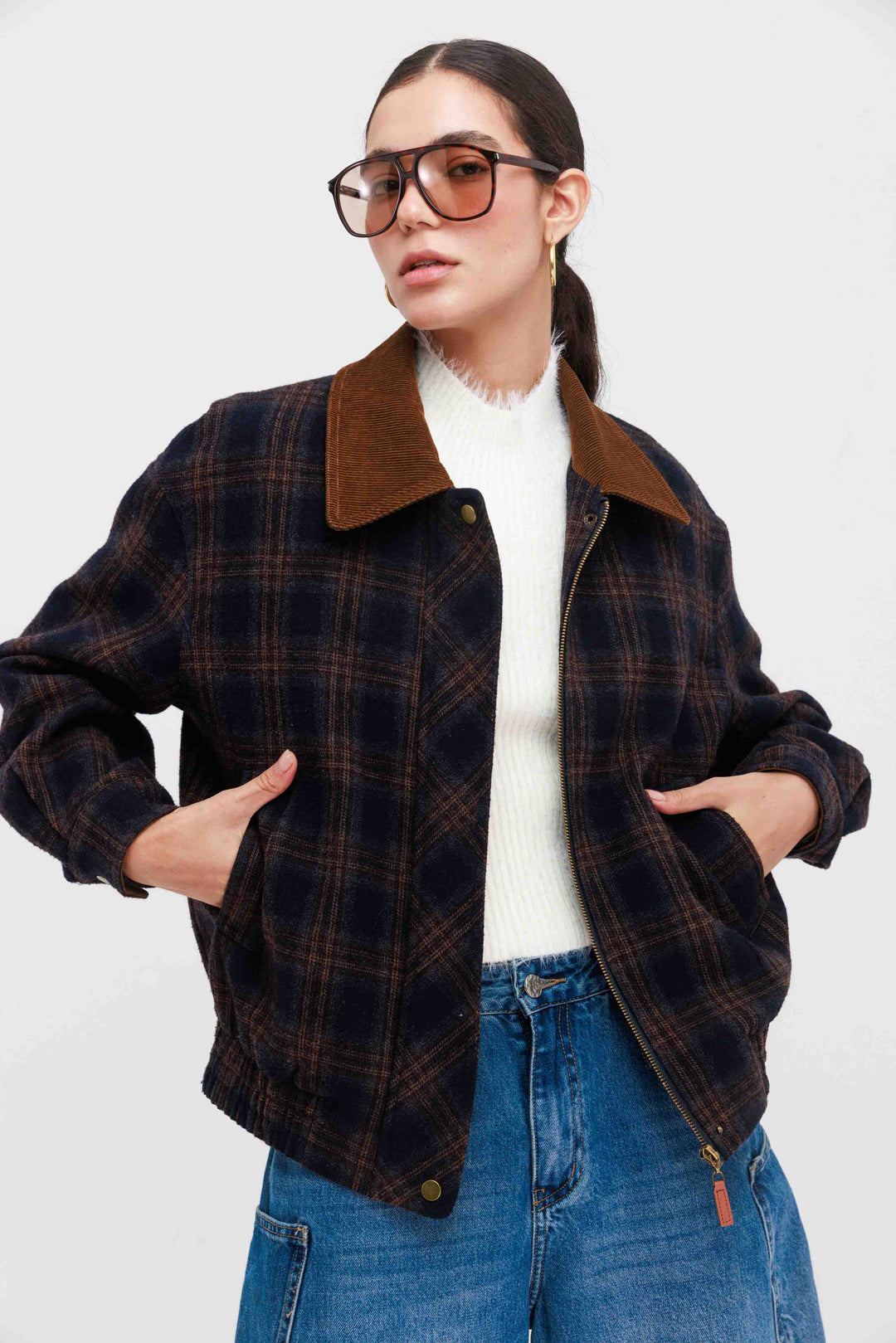 גקט משובץ נולי- כחול