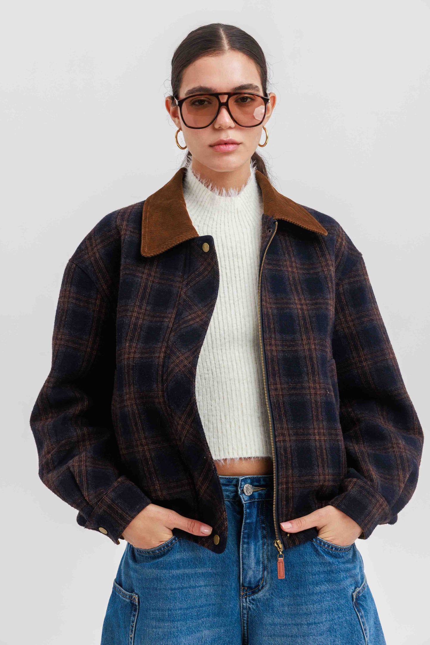 גקט משובץ נולי- כחול