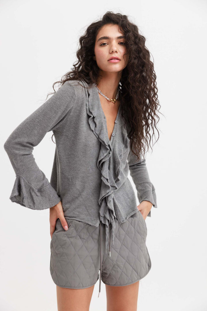 קרדיגן אפור קפלים