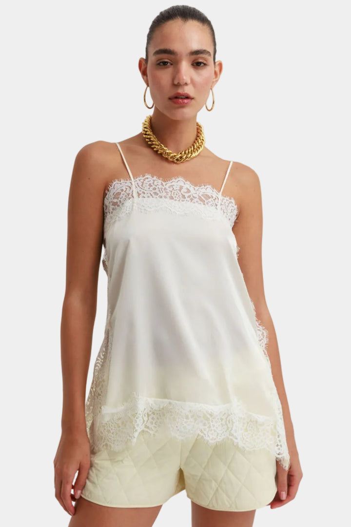 מכנסי שורטסי ריבועי שמיכה -שמנת