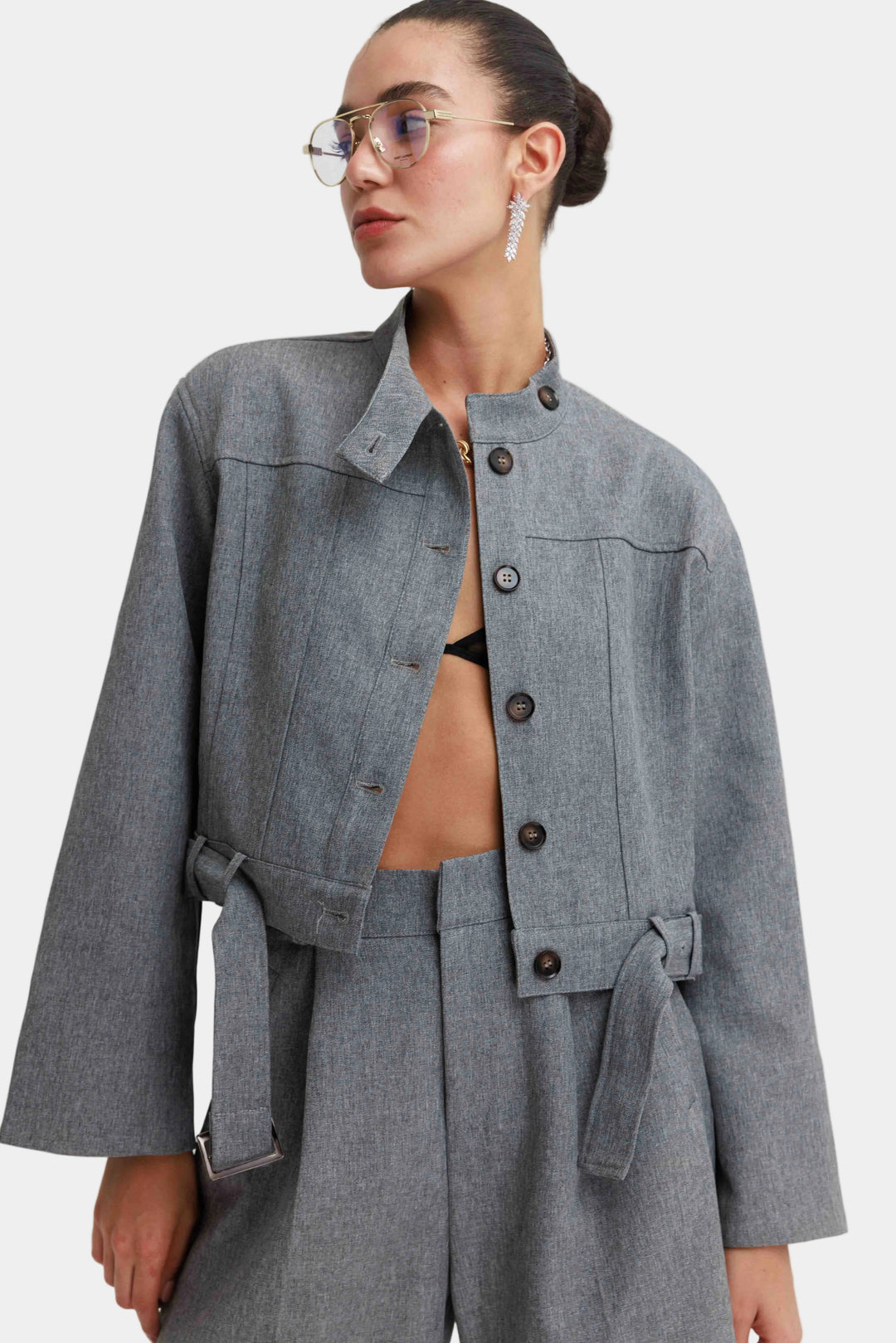 חליפת ברמודה שיינה - אפור