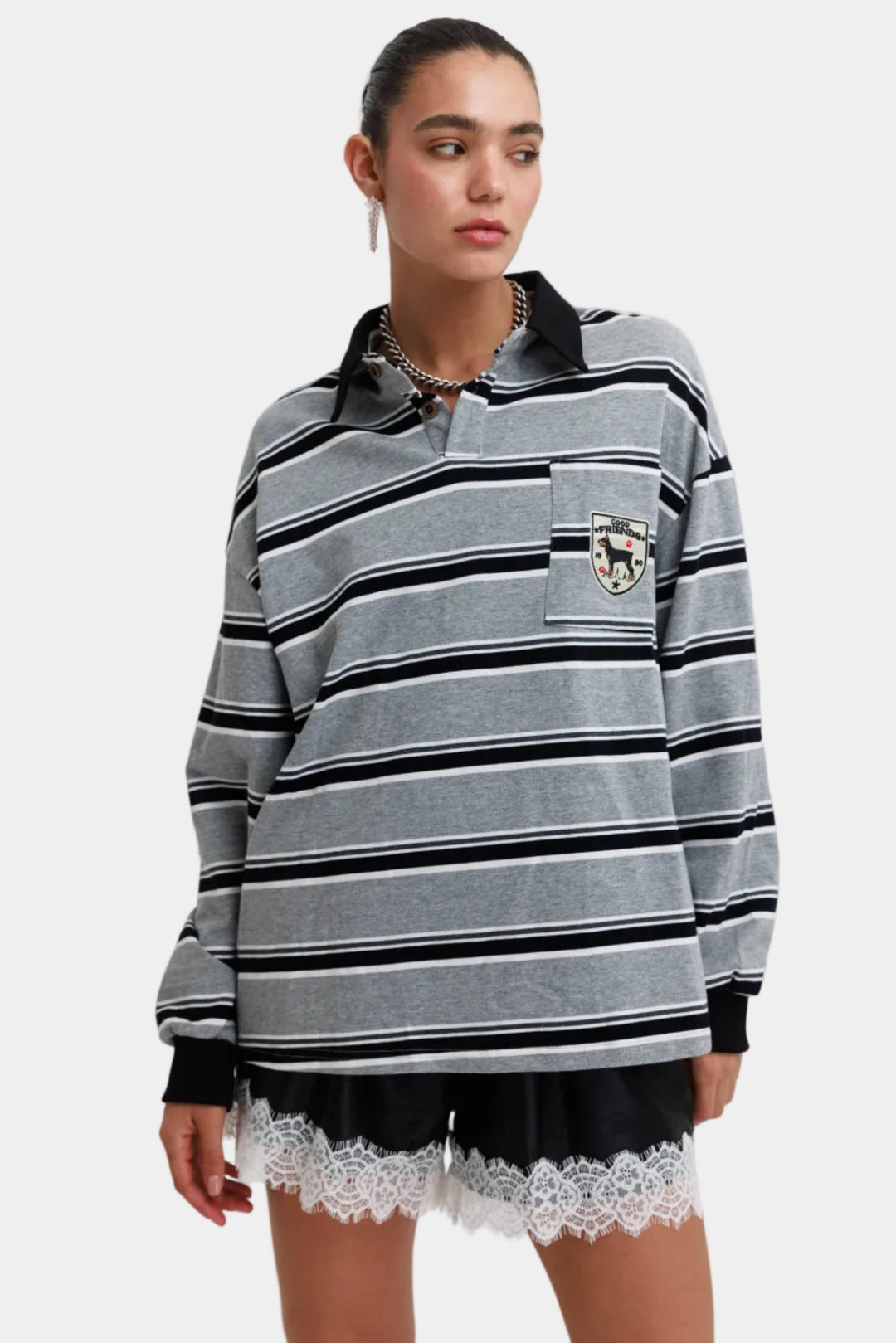 חולצת פסים לילי- אפור