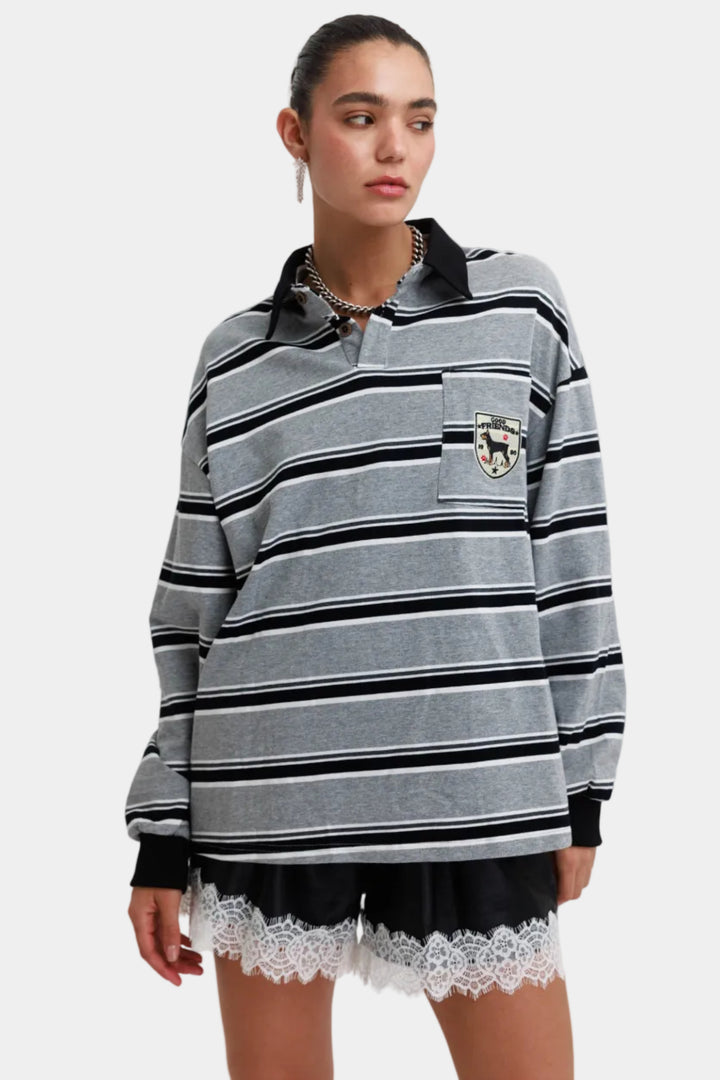 חולצת פסים לילי- אפור