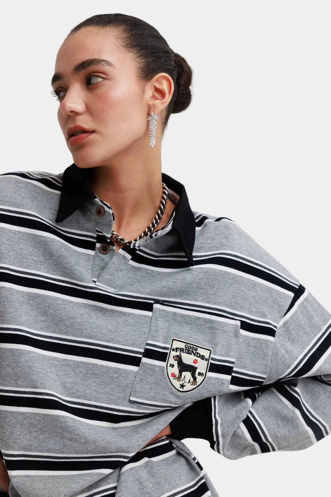 חולצת פסים לילי- אפור