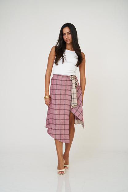 חצאית אנה משבצות - כחול