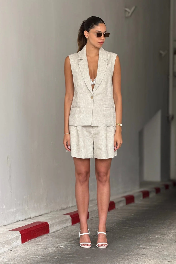 חליפת ויני פשתן קרם