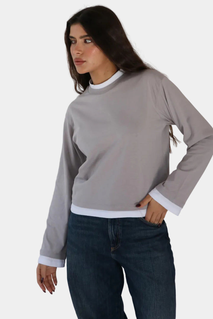 חולצת בייסיק מיקדו - אפור