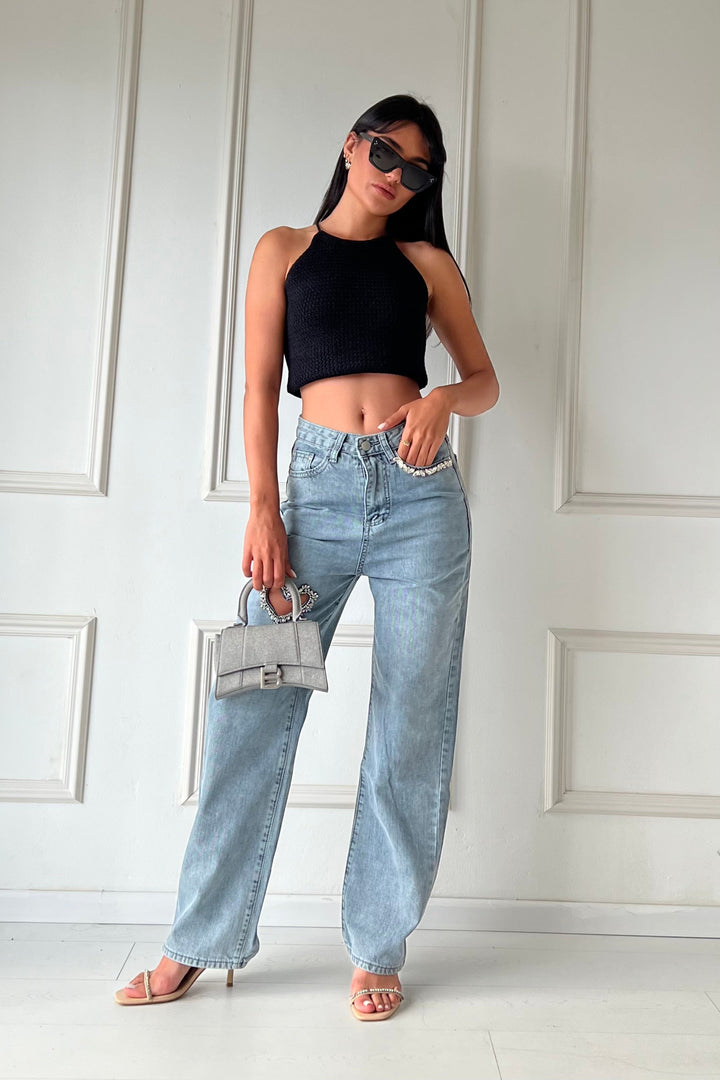 ⁨טופ סרוג שרי - שמנת ⁩⁩