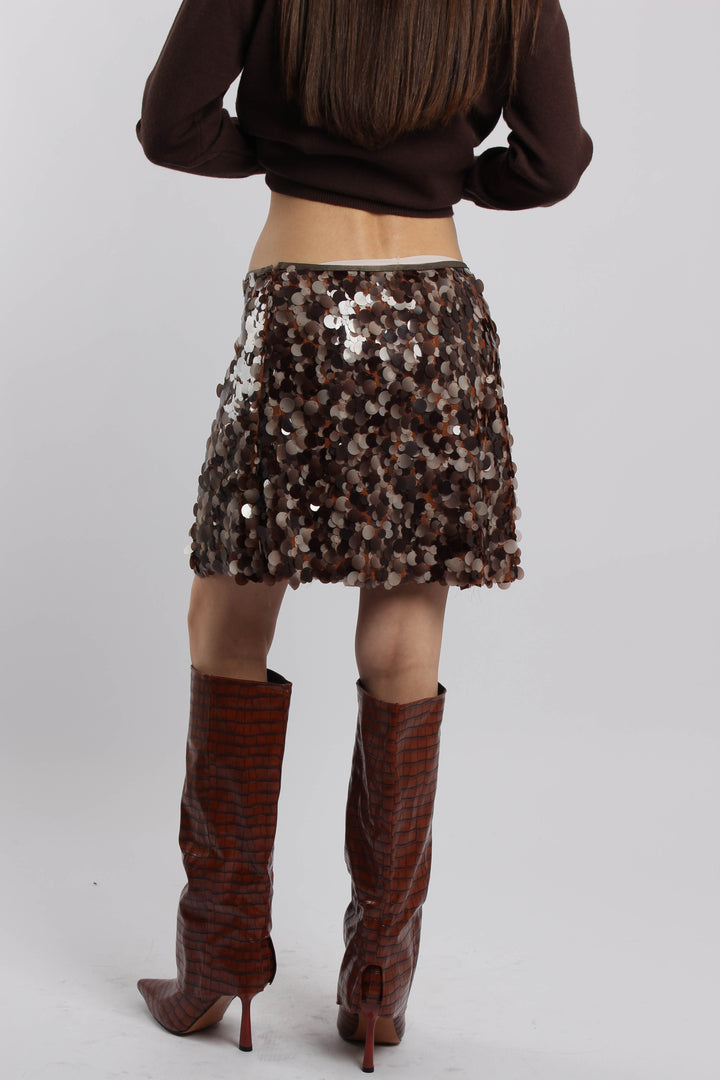 חצאית פאייטים חום