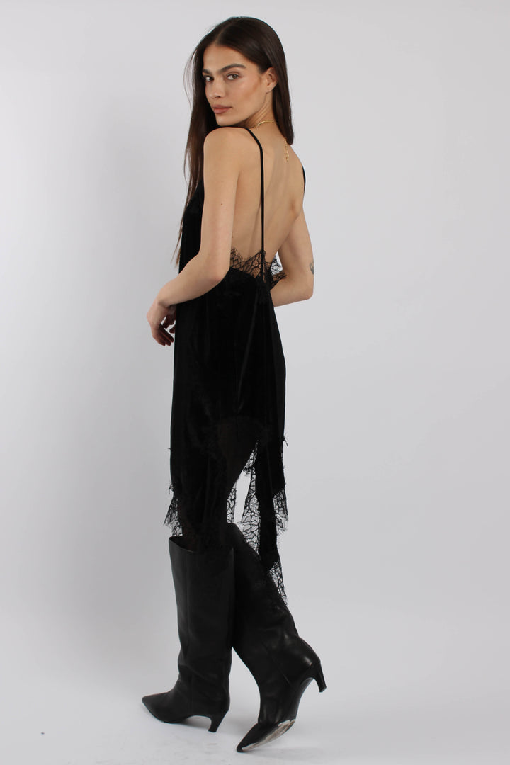 שמלת קטיפה וורד אסימטרית