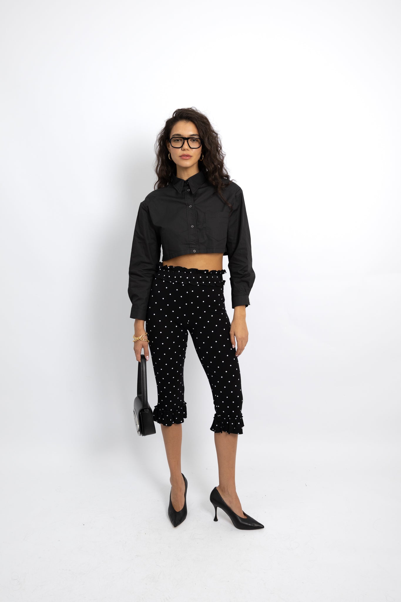 חולצה מכופתרת קרופ דני - לבן