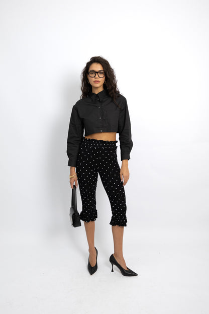 חולצה מכופתרת קרופ דני - לבן