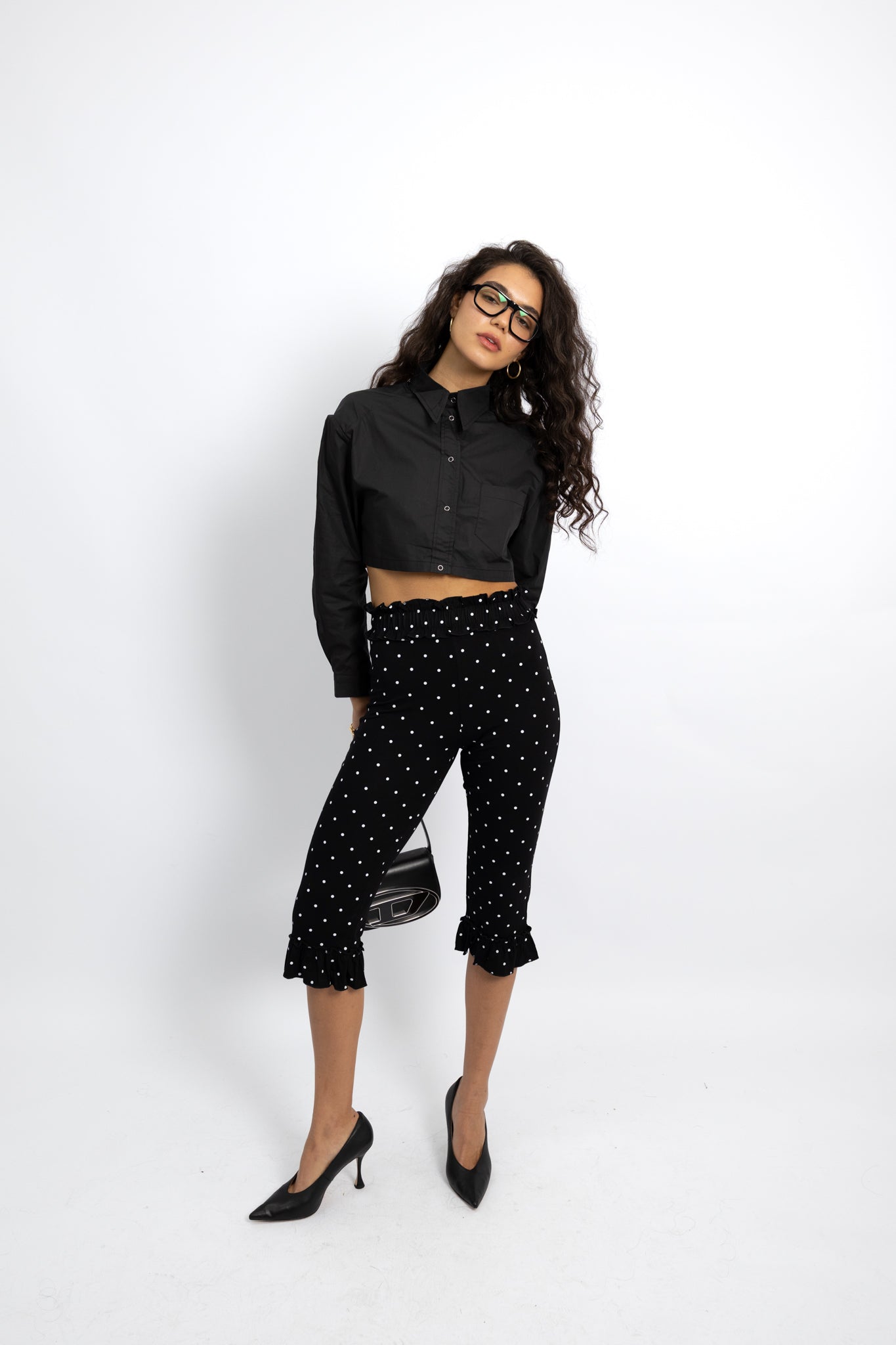 חולצה מכופתרת קרופ דני - לבן