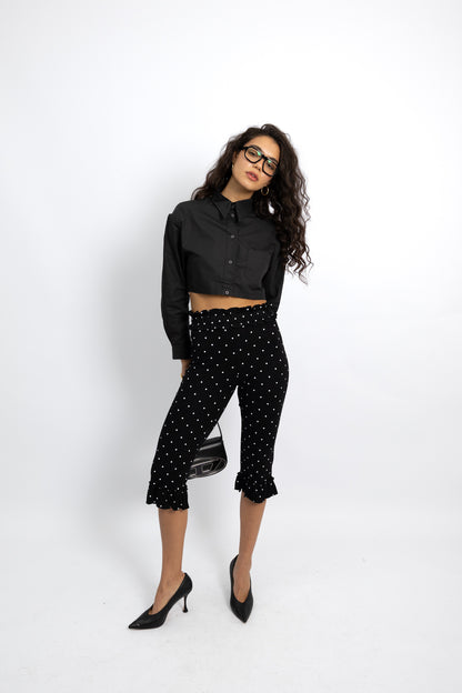 חולצה מכופתרת קרופ דני - לבן