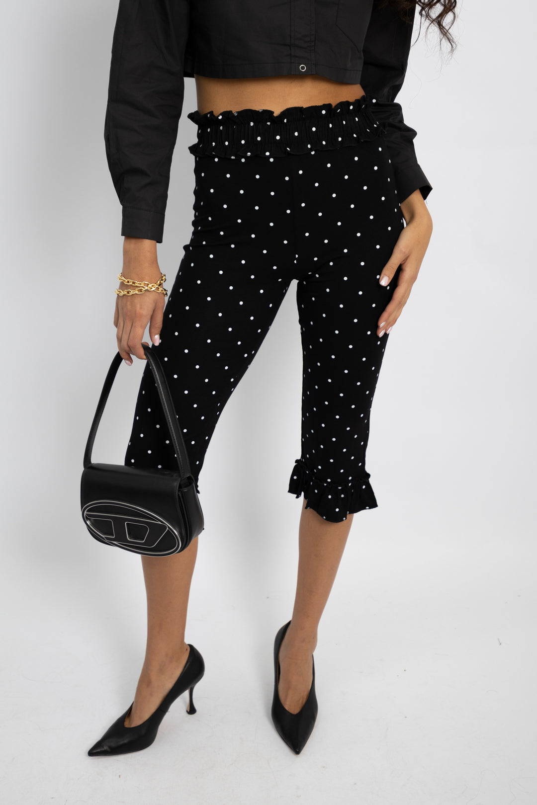 מכנסי טייץ אודרי - נקודות שחור