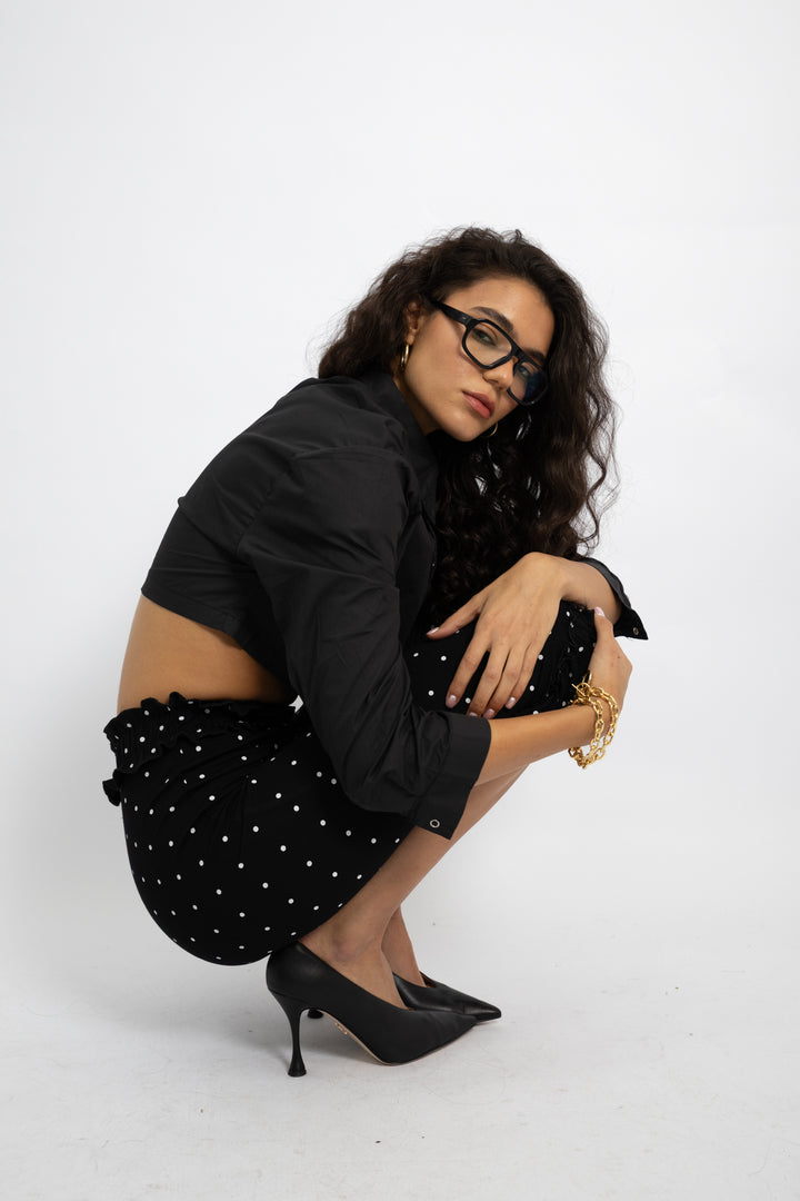 מכנסי טייץ אודרי - נקודות שחור