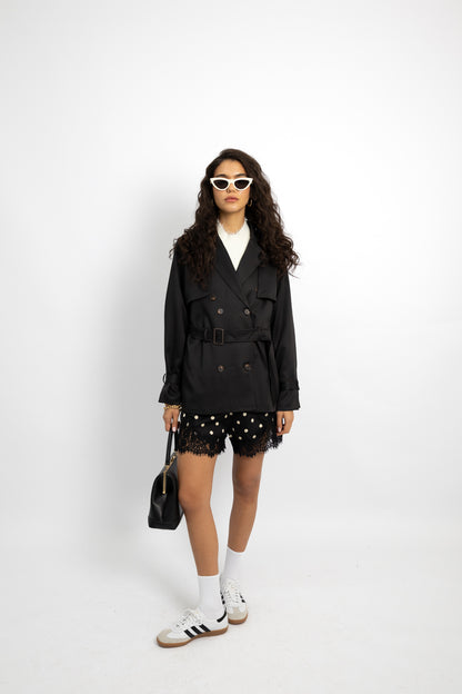 גקט טרנץ קצר - שחור