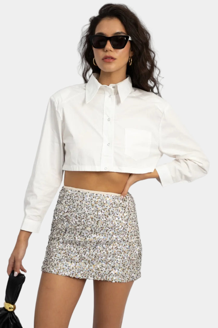 חולצה מכופתרת קרופ דני - לבן