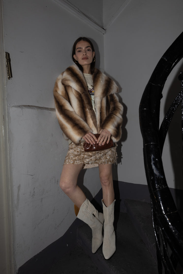 מעיל סמנטה - דמוי פרווה